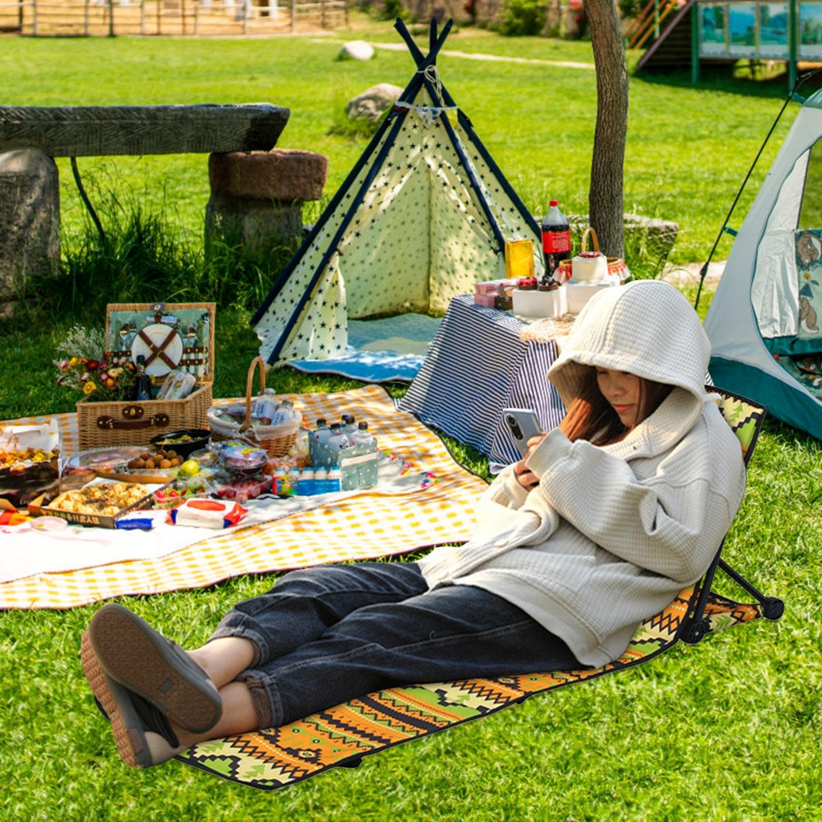Amazon.co.jp: Fruusv プールベンチ、横になるビーチチェア